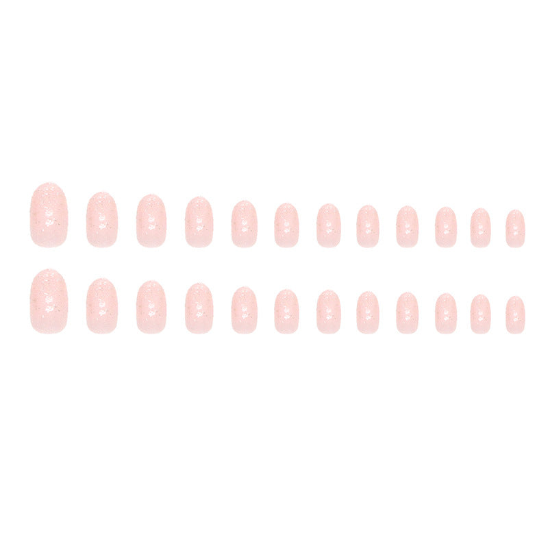 Pure pink and shiny silver powder embellished with galaxy wearable nails 24 pieces