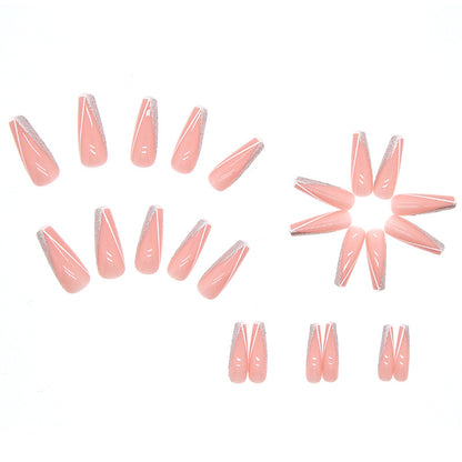 Long ballet wear nails shiny pieces nude pink wear nails 24 pieces