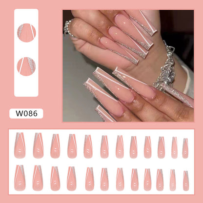 Long ballet wear nails shiny pieces nude pink wear nails 24 pieces