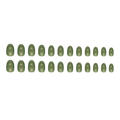 Green forest flash whitening oval wearable nail 24 pieces