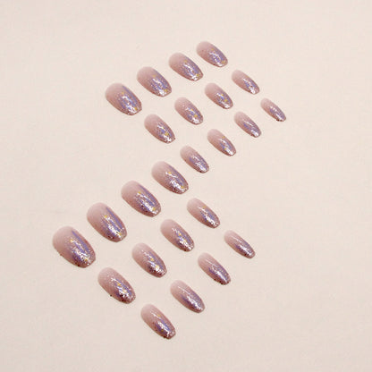 Short ballet glitter pink purple sequins aurora meteor false nails bursting star wear false nails nails 