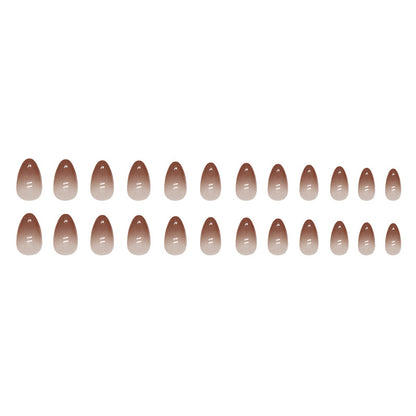 Caramel gradient short almond wear nails 24 pieces