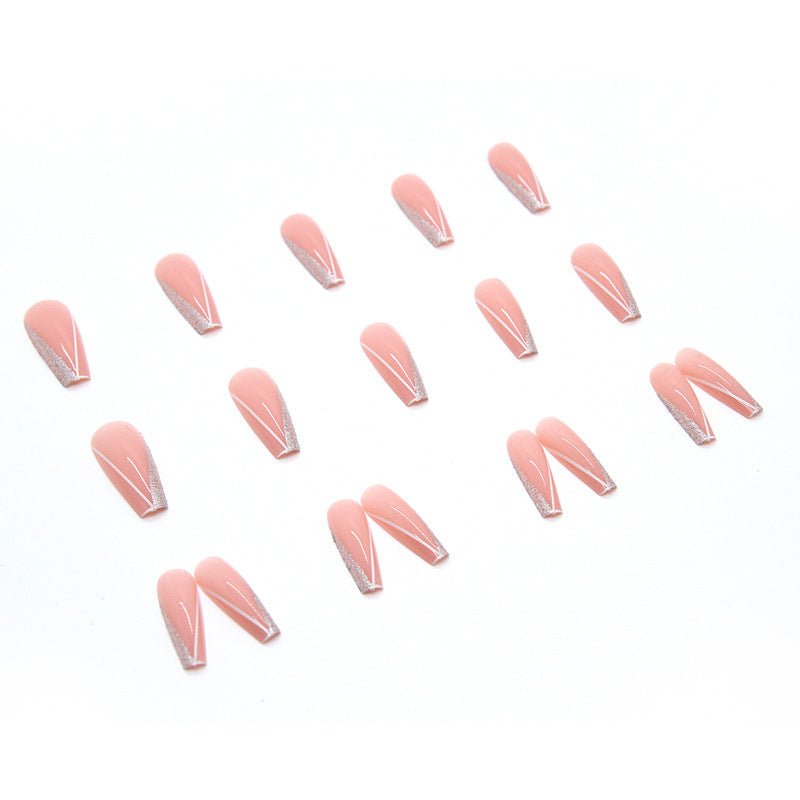 Long ballet wear nails shiny pieces nude pink wear nails 24 pieces