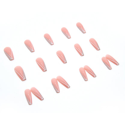 Long ballet wear nails shiny pieces nude pink wear nails 24 pieces