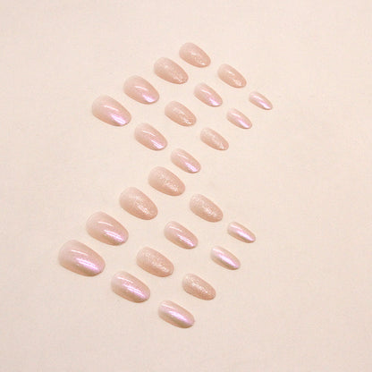 Pure desire light pink aurora white glitter wear nail 24 pieces 