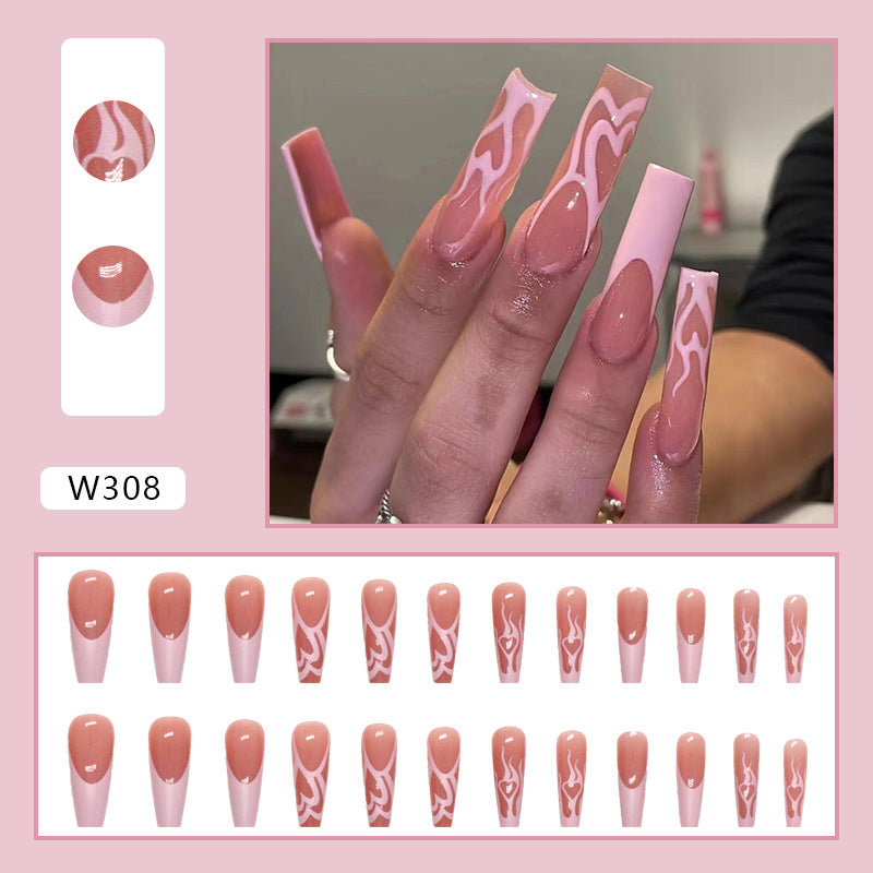 Long ballet pink purple French love line hot girl wear nail 24 pieces