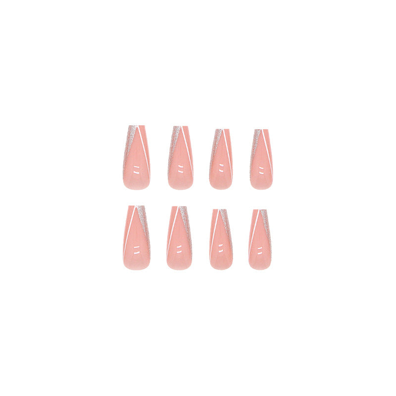 Long ballet wear nails shiny pieces nude pink wear nails 24 pieces