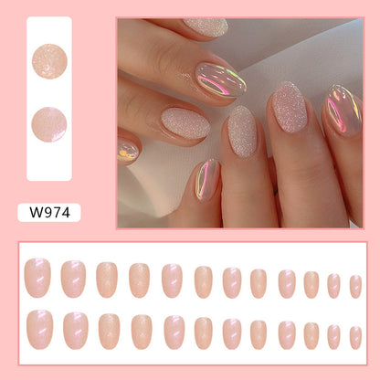 Pure desire light pink aurora white glitter wear nail 24 pieces 