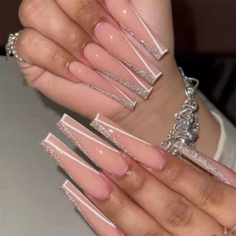 Long ballet wear nails shiny pieces nude pink wear nails 24 pieces