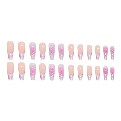 European and American long ballet love purple pink girl wear nail 24 pieces